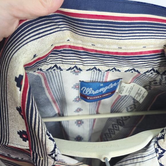 Vintage Wrangler Western Pearl Snap Striped Southwest Men's Rodeo Shirt XL 90S - Picture 6 of 16